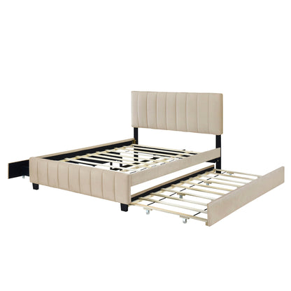 Platform UpholsteredBed With 2 Drawers And Twin Long Trundle - The Sleep Loft - Online Mattress Showroom NYC