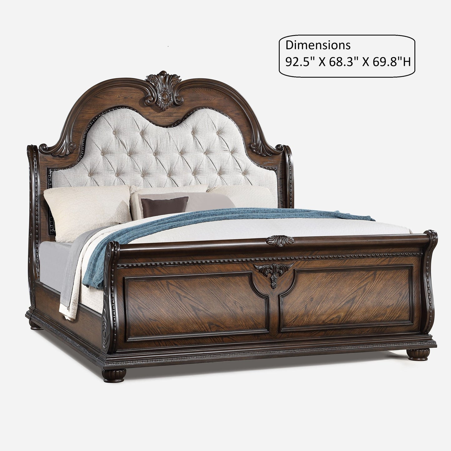 Traditional Style Button Tufted Headboard Sleigh Bed - The Sleep Loft - Online Mattress Showroom NYC