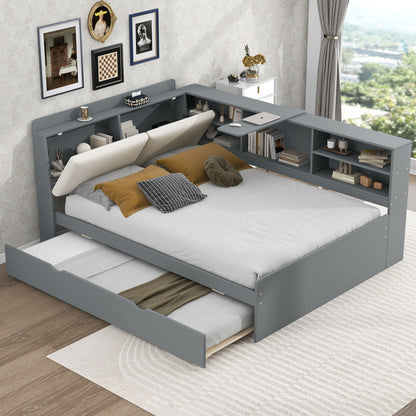 Platform Bed With Trundle, Shelves, And Storage Headboard - The Sleep Loft - Online Mattress Showroom NYC