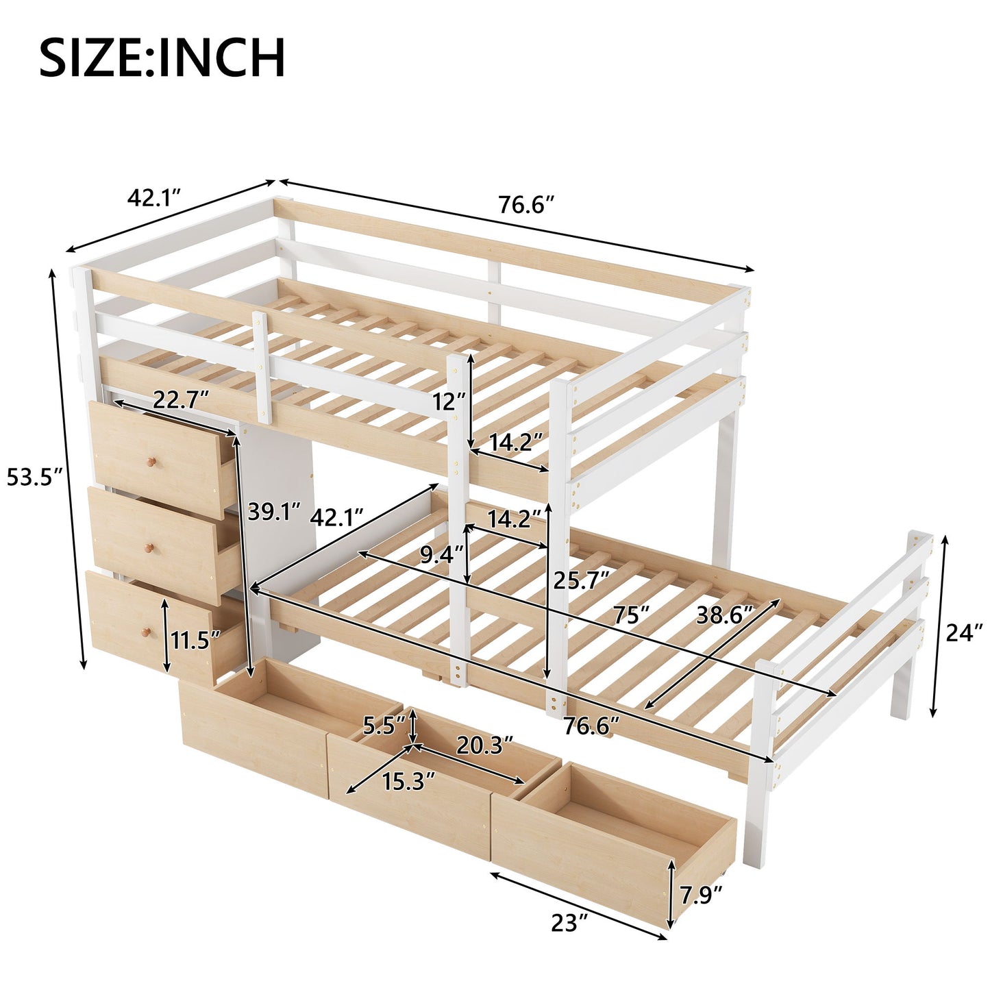 Loft Bunk Bed With Drawers And Ladder - The Sleep Loft - Online Mattress Showroom NYC
