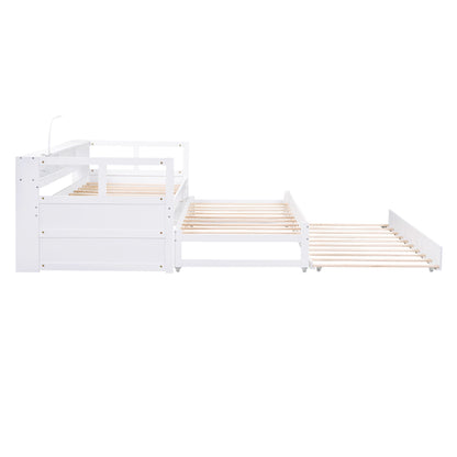 Daybed With 2 Trundles, 3 Storage Cubbies, Built In USB Charging Light - The Sleep Loft - Online Mattress Showroom NYC