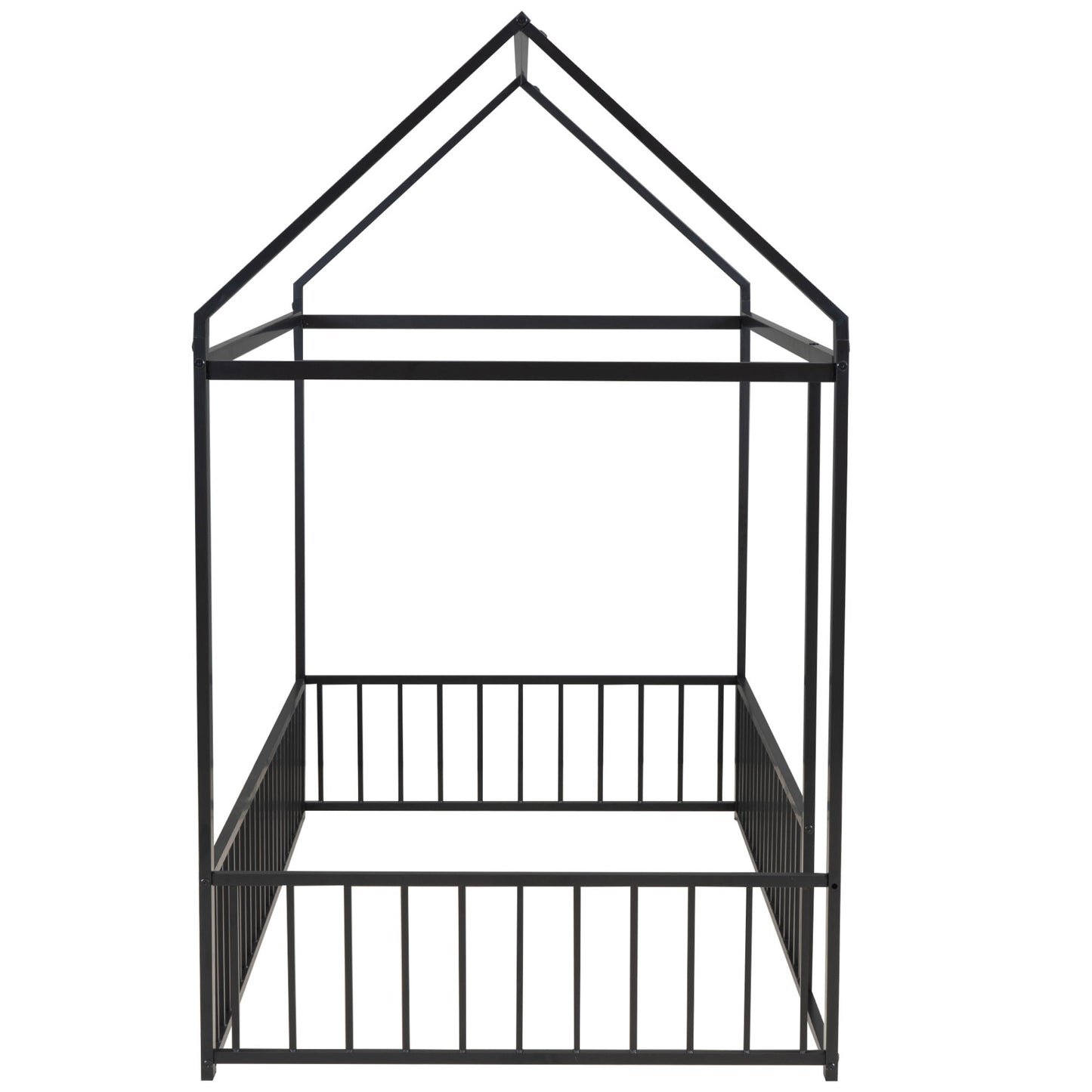 Metal Bed House Bed Frame With Fence - The Sleep Loft - Online Mattress Showroom NYC