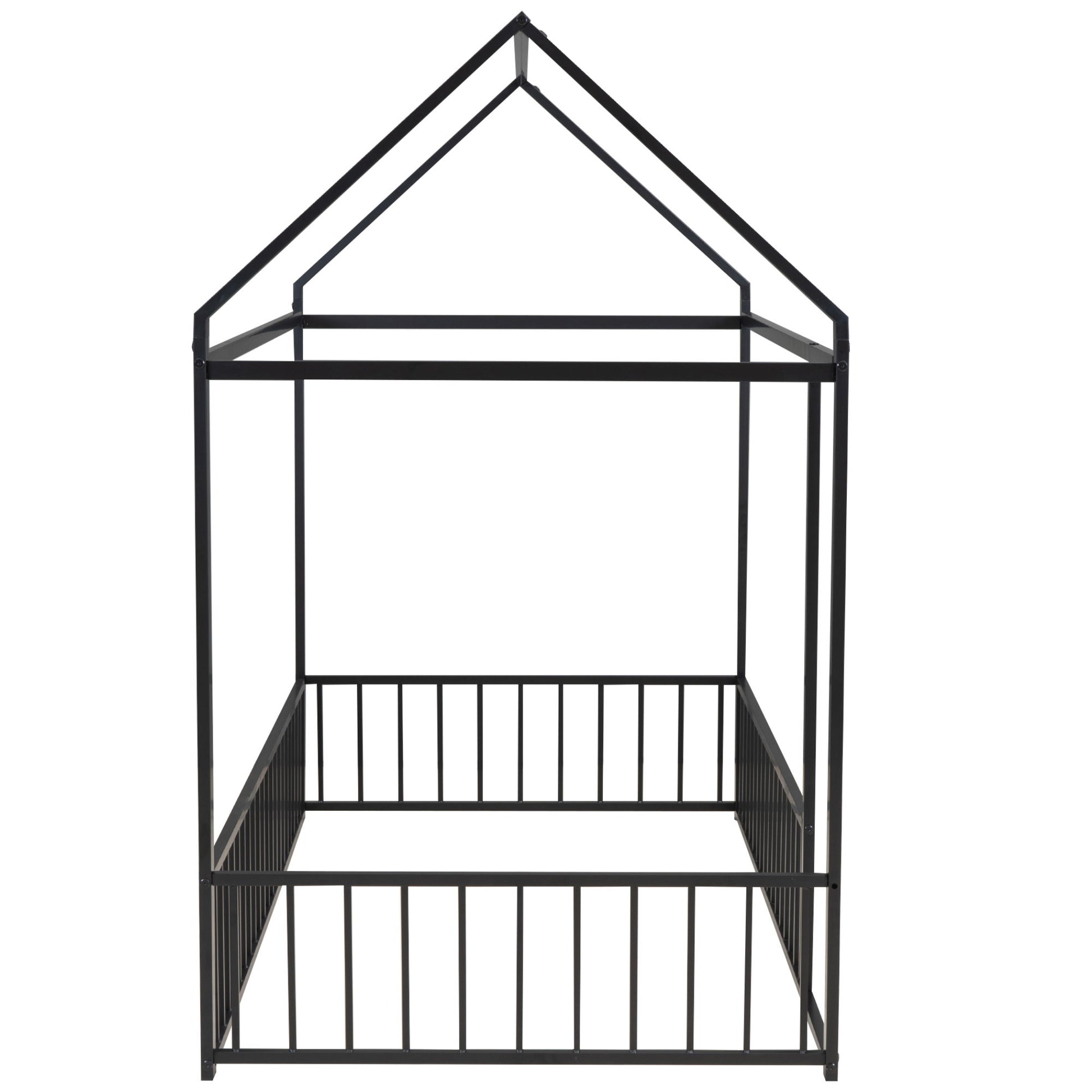 Metal Bed House Bed Frame With Fence - The Sleep Loft - Online Mattress Showroom NYC