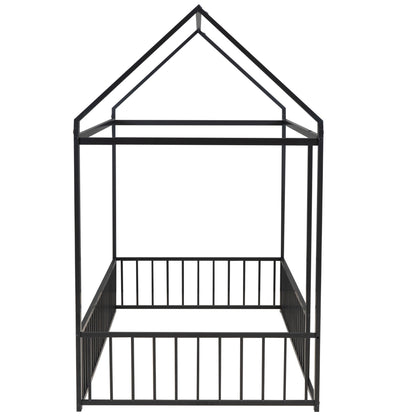 Metal Bed House Bed Frame With Fence - The Sleep Loft - Online Mattress Showroom NYC