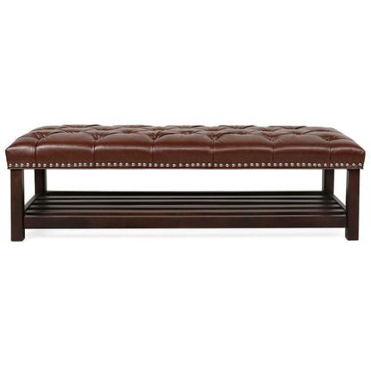 Bedroom End Of Bed Bench Tufted Upholstered End Of Bed Bench End Of Bed Entrance Shoe Bench With Nailhead Trim And Shelf Bedroom Upholstered Bench Living Room Shoe Rack Footstool - The Sleep Loft - Online Mattress Showroom NYC