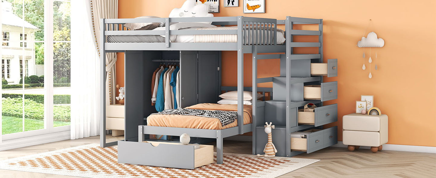 Bunk Bed With Wardrobe, Drawers - The Sleep Loft - Online Mattress Showroom NYC