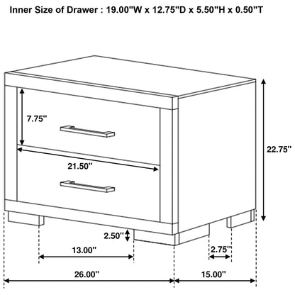 Polk - 2 Drawer Nightstand With Slim Handles - Cappuccino - The Sleep Loft - Online Mattress Showroom NYC