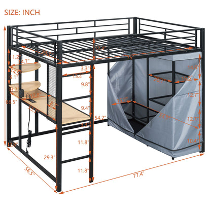 Loft Bed With Desk, Shelves, Power Outlet, LED Light And Wardrobe - The Sleep Loft - Online Mattress Showroom NYC