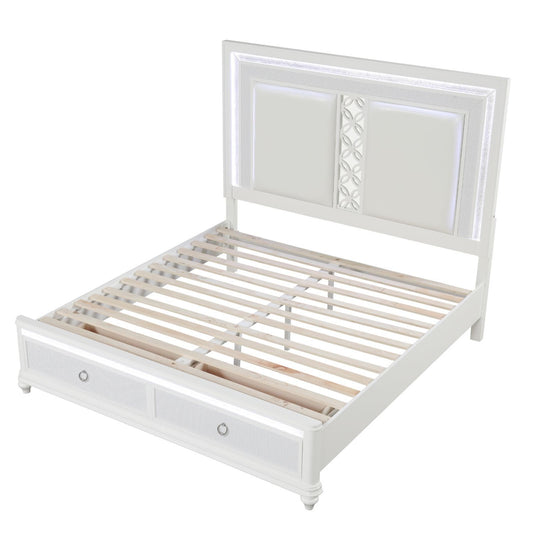 Abigale - Bed & LED Lighting And 2 Drawer Storage Footboard - The Sleep Loft - Online Mattress Showroom NYC