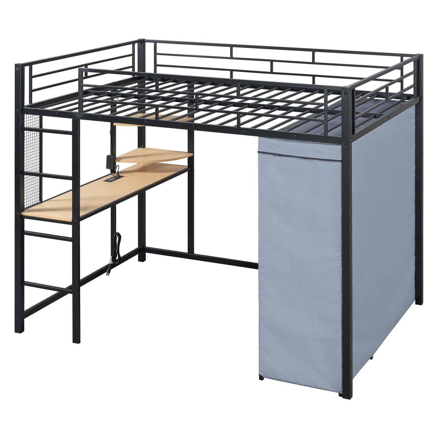 Loft Bed With Desk, Shelves, Power Outlet, LED Light And Wardrobe - The Sleep Loft - Online Mattress Showroom NYC
