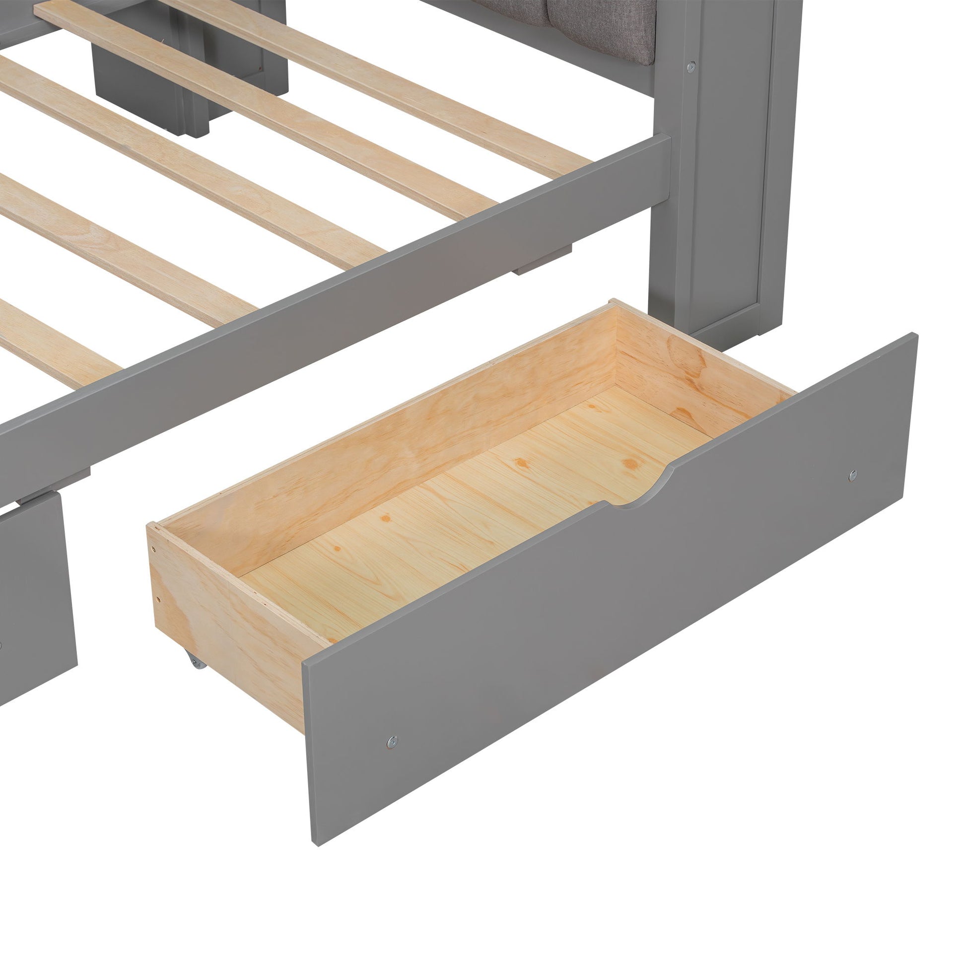 Platform Bed With Upholstered Headboard, Storage Shelves, Drawers, Charging Station, LED Lighting, Built In Desk - The Sleep Loft - Online Mattress Showroom NYC