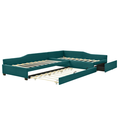 Upholstered Double Daybed With Trundle And Drawer - The Sleep Loft - Online Mattress Showroom NYC
