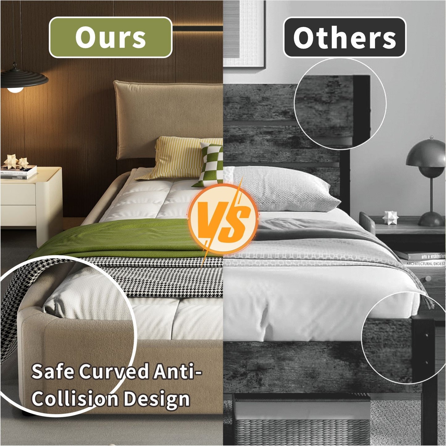 Cloud Bed Frame With Oversized Padded Movable Headboard - The Sleep Loft - Online Mattress Showroom NYC