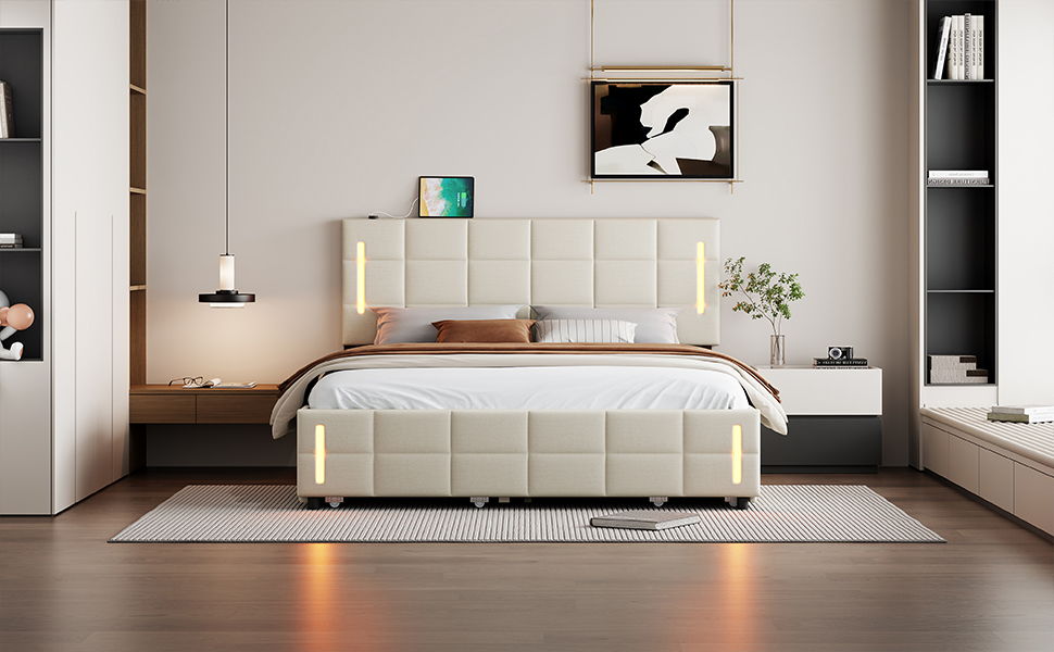 Upholstered Platform Bed With Trundle & Drawers - The Sleep Loft - Online Mattress Showroom NYC