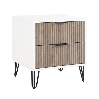 Dumbo - Fluted Nightstand With 2 Drawers - Gray / White - The Sleep Loft - Online Mattress Showroom NYC