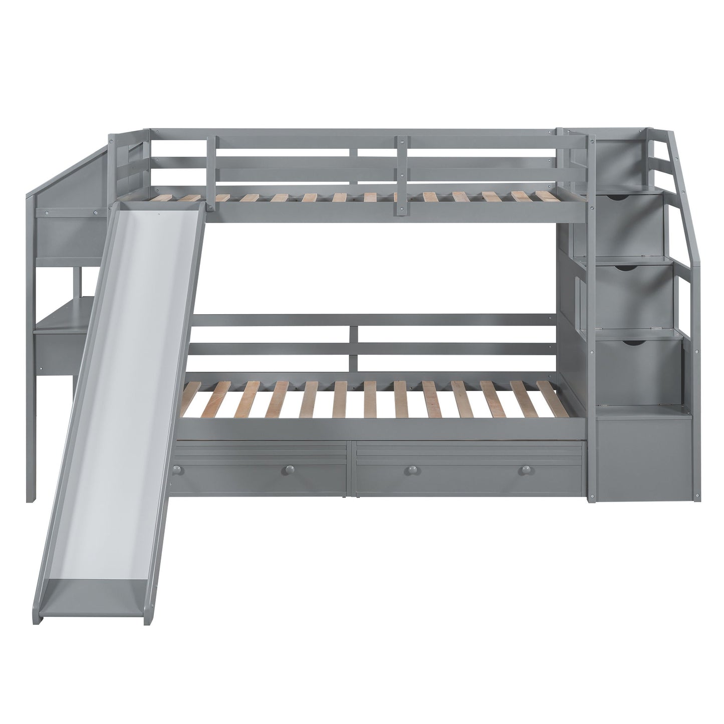 Bunk Bed With Storage Staircase, Slide, Desk, Drawers, And Shelves - The Sleep Loft - Online Mattress Showroom NYC