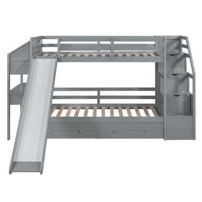 Bunk Bed With Storage Staircase, Slide, Desk, Drawers, And Shelves - The Sleep Loft - Online Mattress Showroom NYC