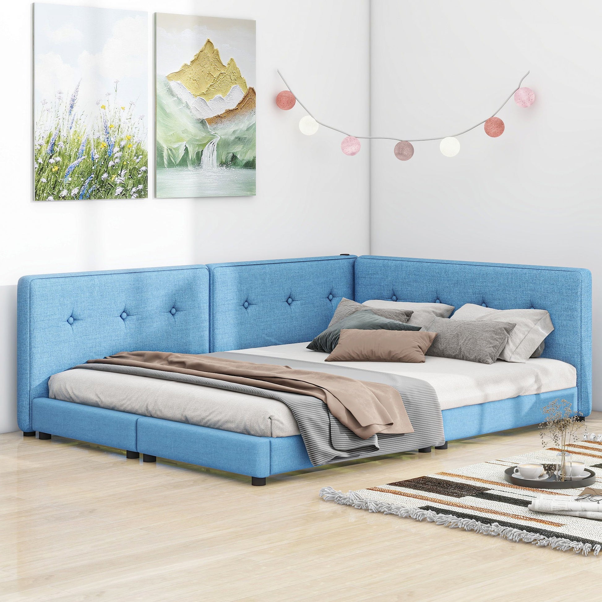 Modern Upholstered Platform Bed With USB Ports And LED Belt - The Sleep Loft - Online Mattress Showroom NYC