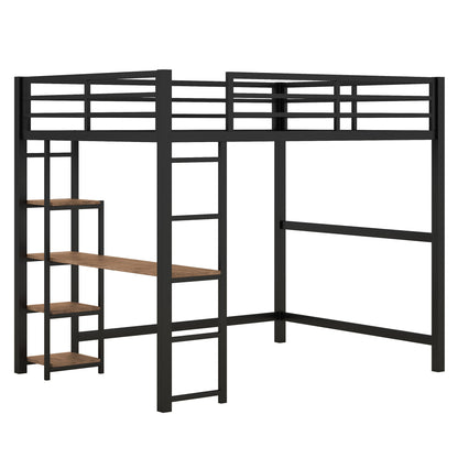 Loft Bed With Built In Desk And Storage Shelves, Full Size - Black - The Sleep Loft - Online Mattress Showroom NYC