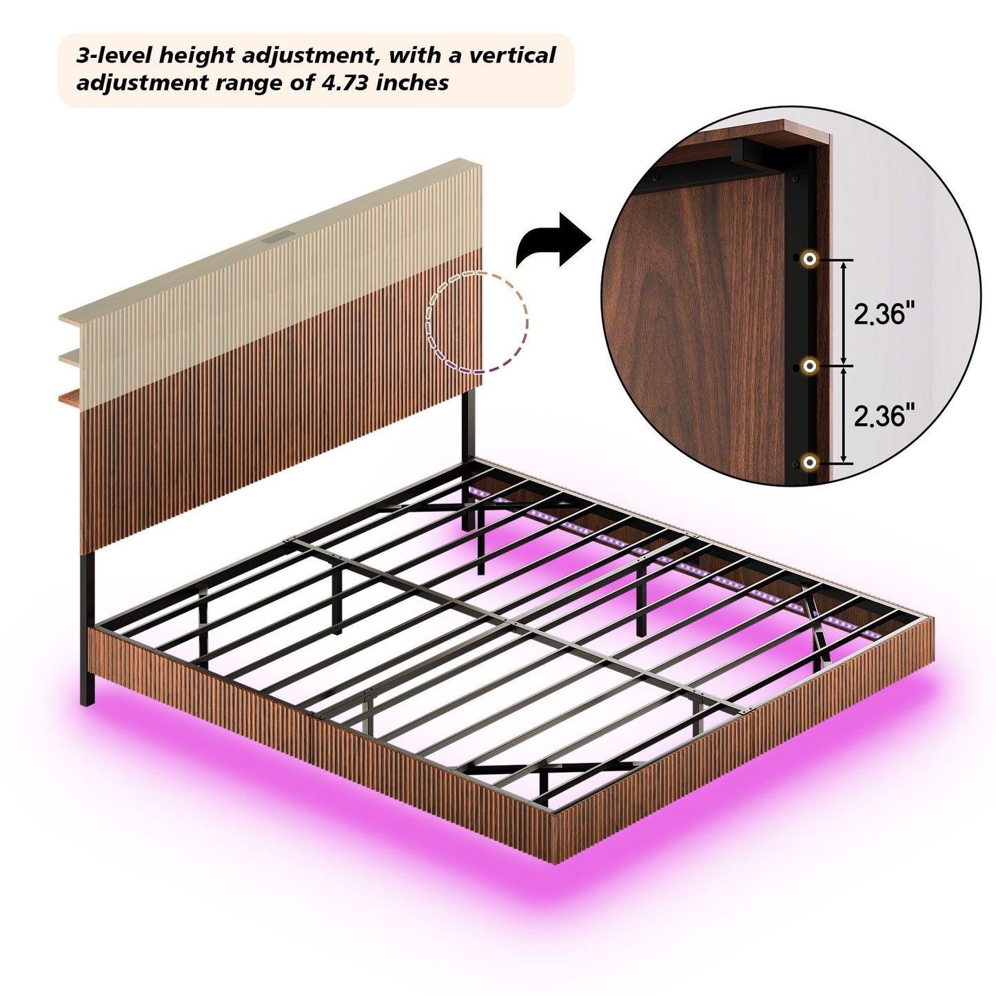 Floating Bedstead With Charging Station And LED Lights - The Sleep Loft - Online Mattress Showroom NYC