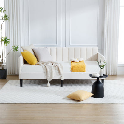 Elena - Boucle Upholstered Daybed, Ribbed Tufted Backrest - The Sleep Loft - Online Mattress Showroom NYC
