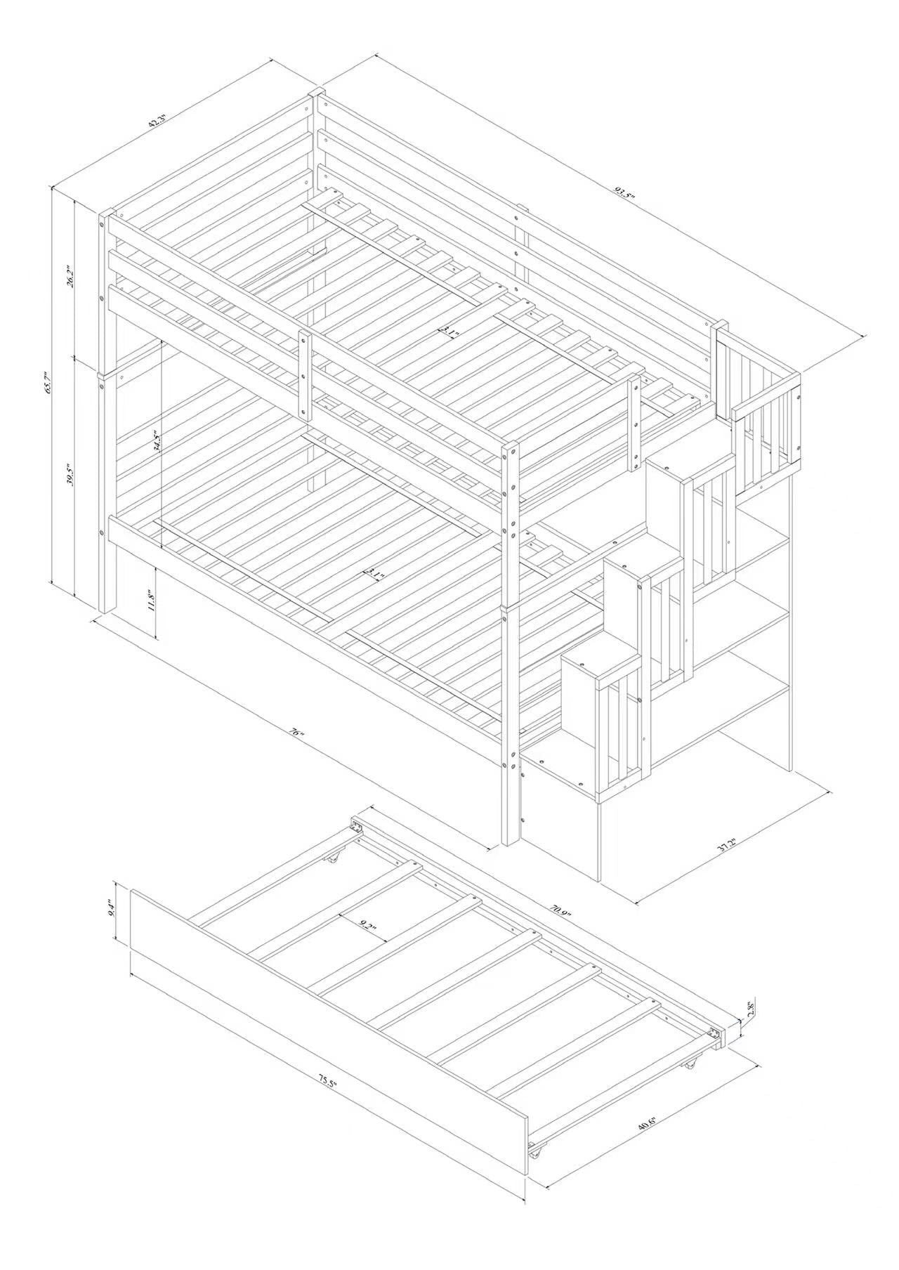 Twin Over Twin Bunk Beds With Twin Trundle And Stairway Storage Function - The Sleep Loft - Online Mattress Showroom NYC