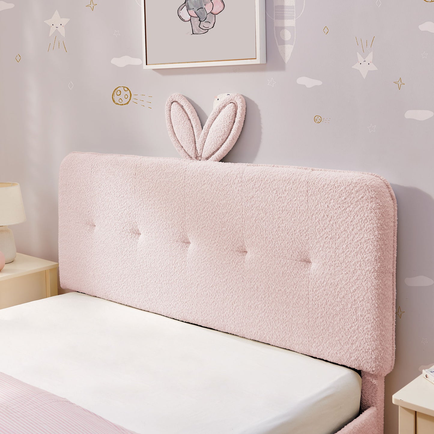 Upholstered Bed With Oversized Rabbit Ear Headboard, LED Lights & 4 Storage Drawers - The Sleep Loft - Online Mattress Showroom NYC