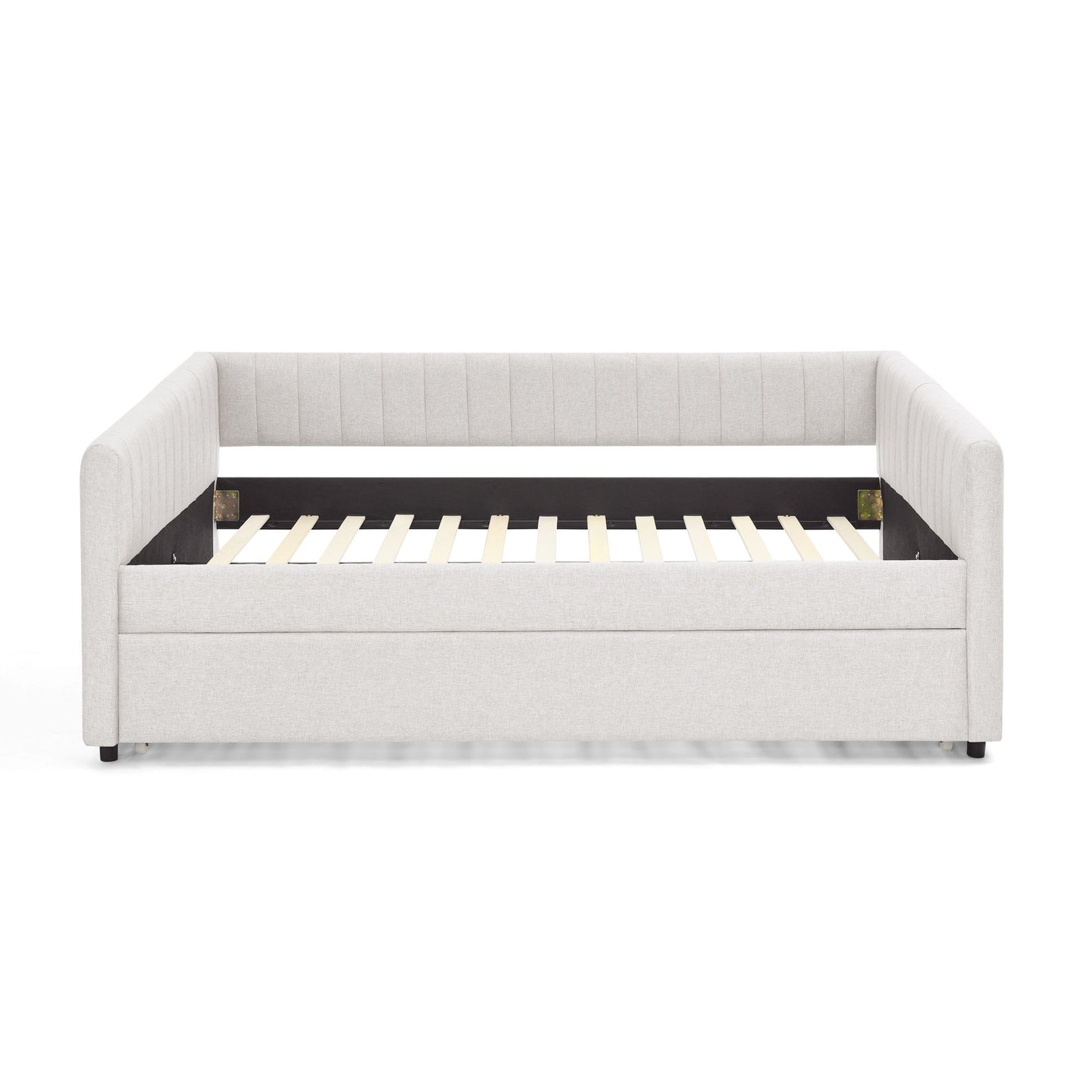 Upholstered Daybed With Trundle With Vertical Stripes - The Sleep Loft - Online Mattress Showroom NYC