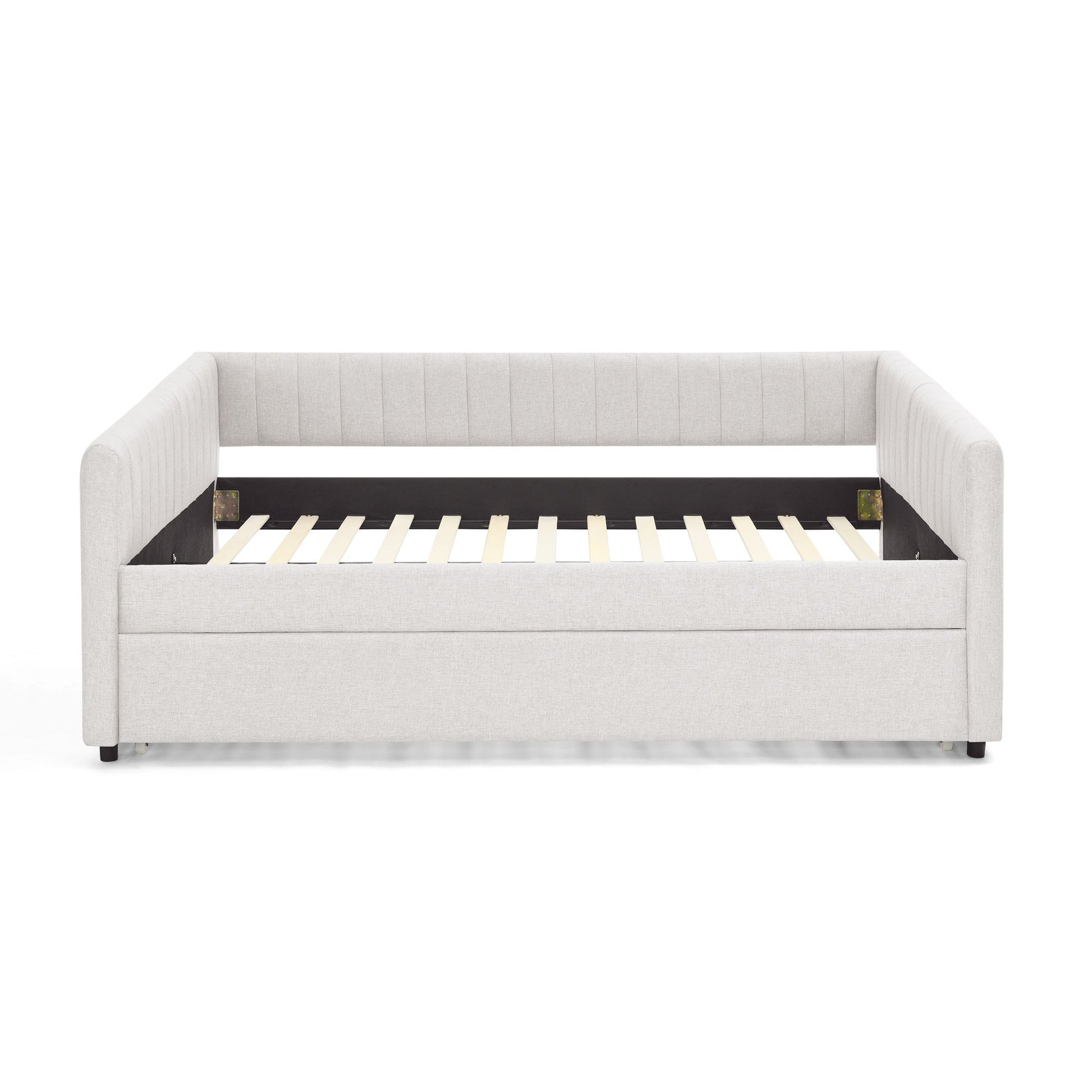 Upholstered Daybed With Trundle With Vertical Stripes - The Sleep Loft - Online Mattress Showroom NYC