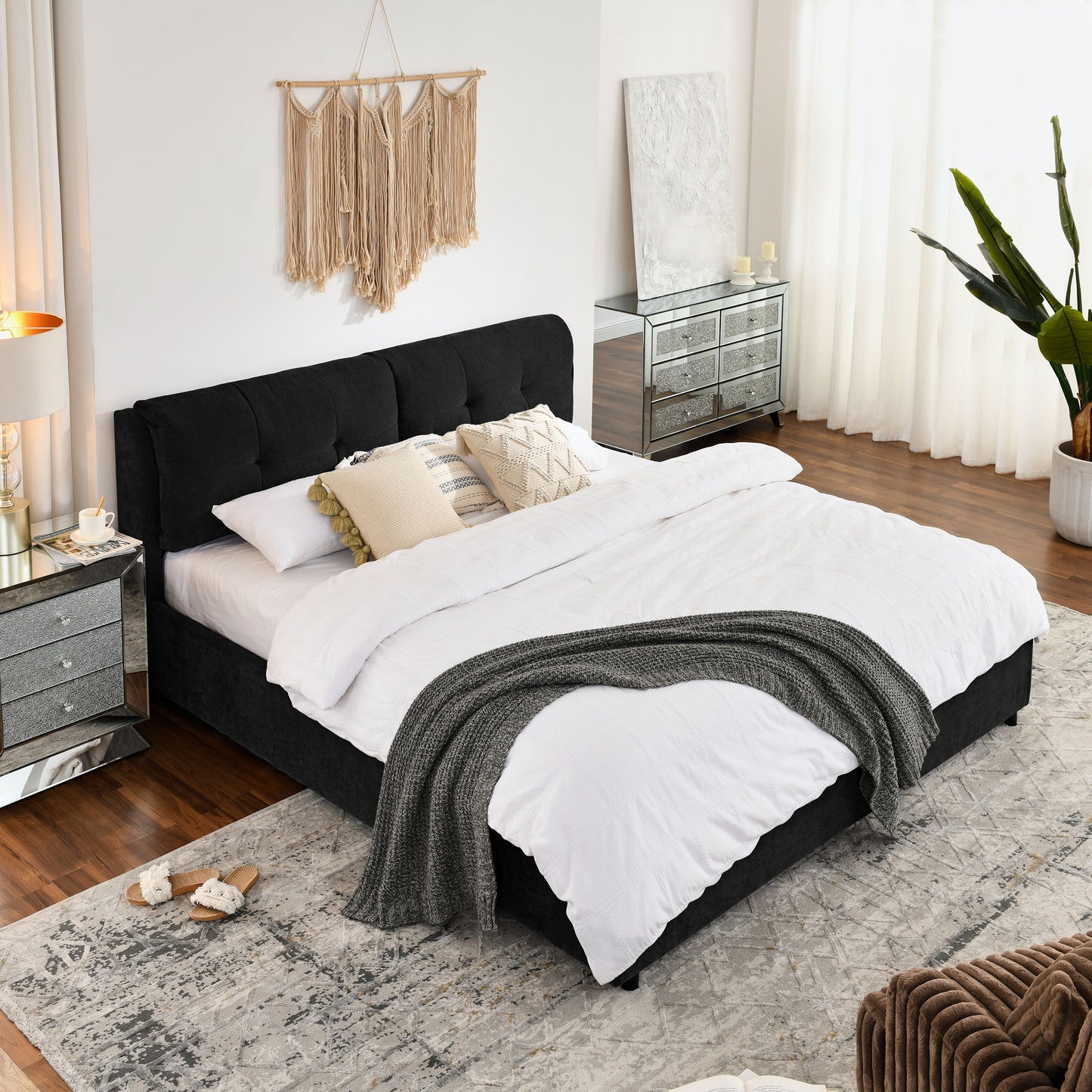 Storage Upholstered Hydraulic Platform Bed With Integrated Headboard - The Sleep Loft - Online Mattress Showroom NYC