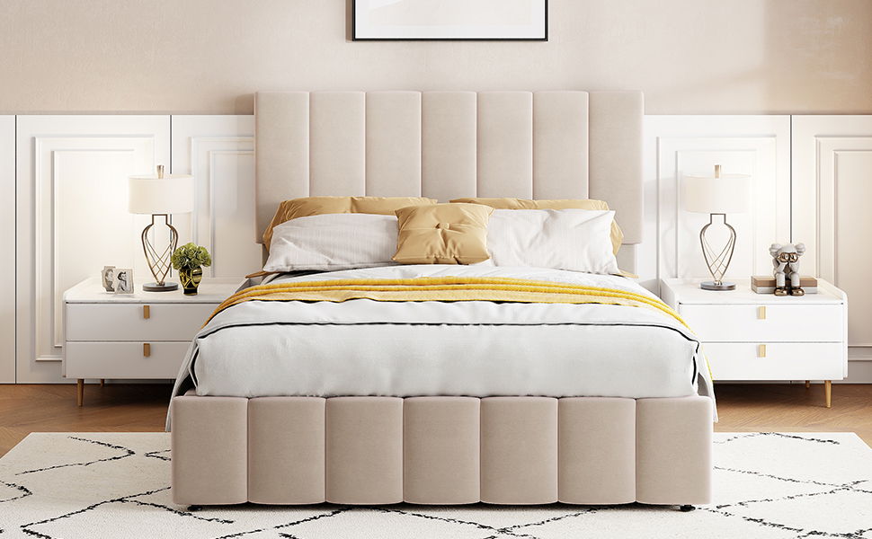 Elegant Upholstered Platform Bed With Hydraulic Storage System - The Sleep Loft - Online Mattress Showroom NYC