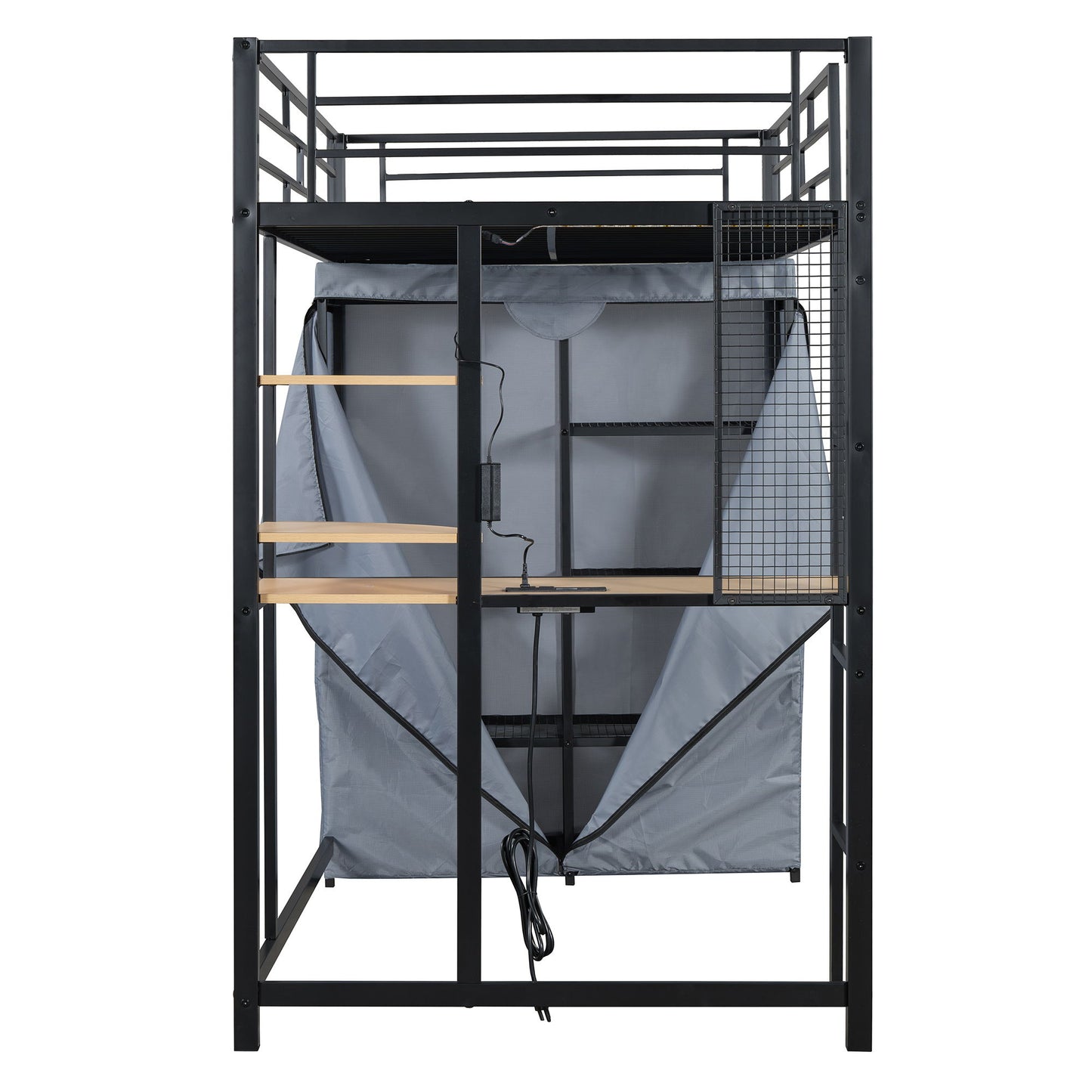 Loft Bed With Desk, Shelves, Power Outlet, LED Light And Wardrobe - The Sleep Loft - Online Mattress Showroom NYC
