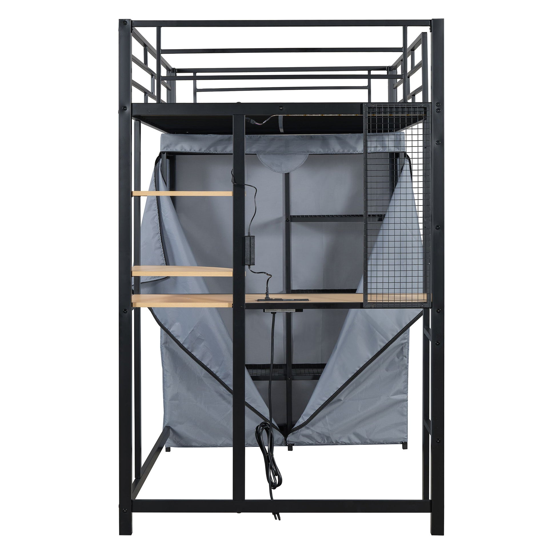 Loft Bed With Desk, Shelves, Power Outlet, LED Light And Wardrobe - The Sleep Loft - Online Mattress Showroom NYC
