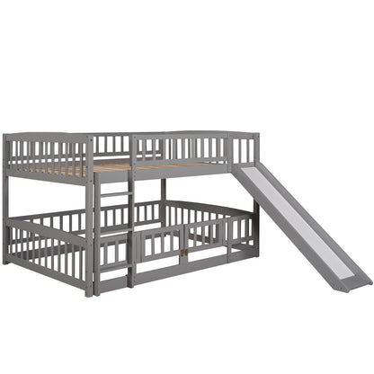 Low Bunk Bed With Slide, Fence And Ladder - The Sleep Loft - Online Mattress Showroom NYC