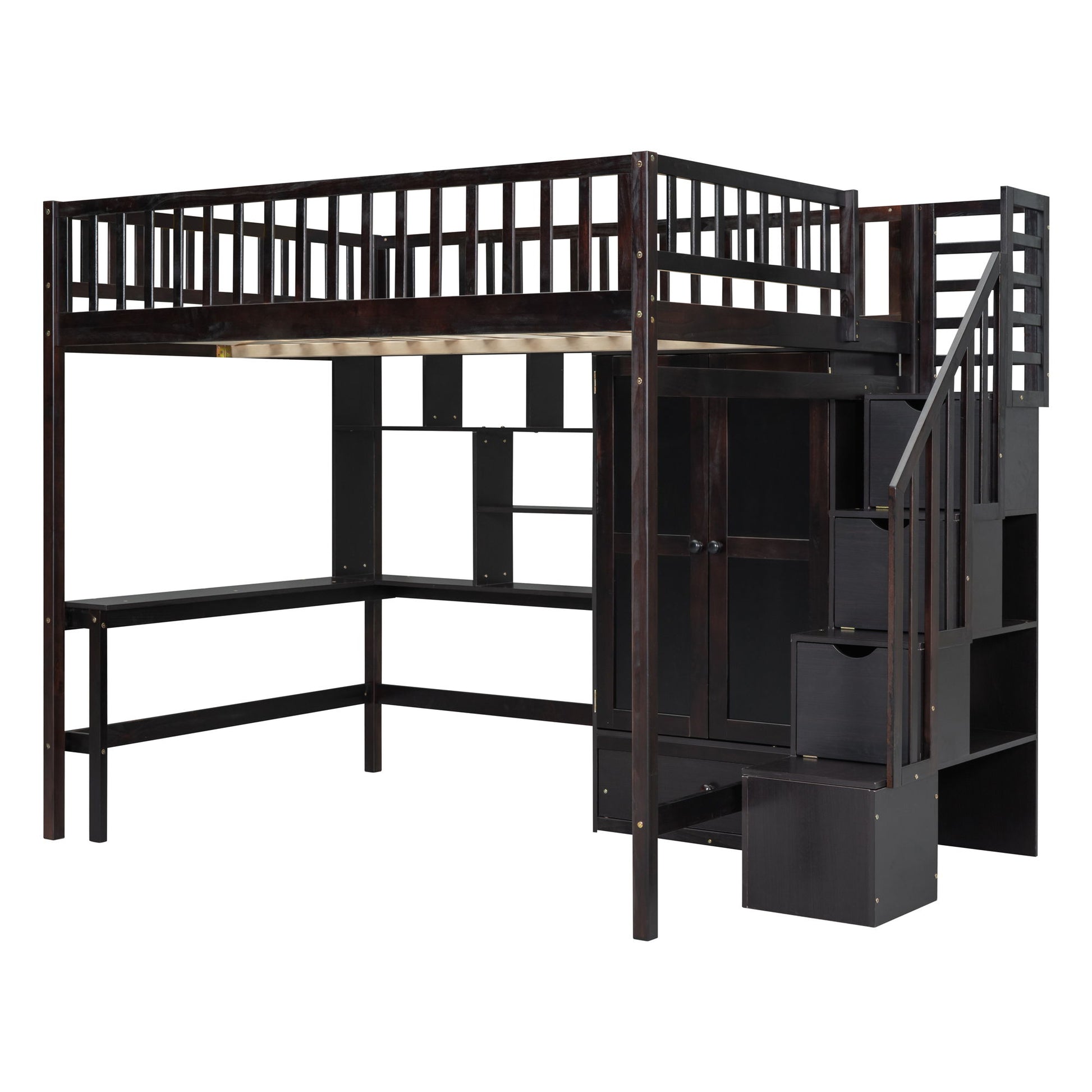 Loft Bed With Bookshelf, Drawers, Desk, And Wardrobe - The Sleep Loft - Online Mattress Showroom NYC