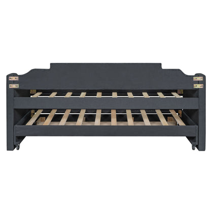 Upholstered Simple Design Daybed With Trundle And 3 Drawers - The Sleep Loft - Online Mattress Showroom NYC