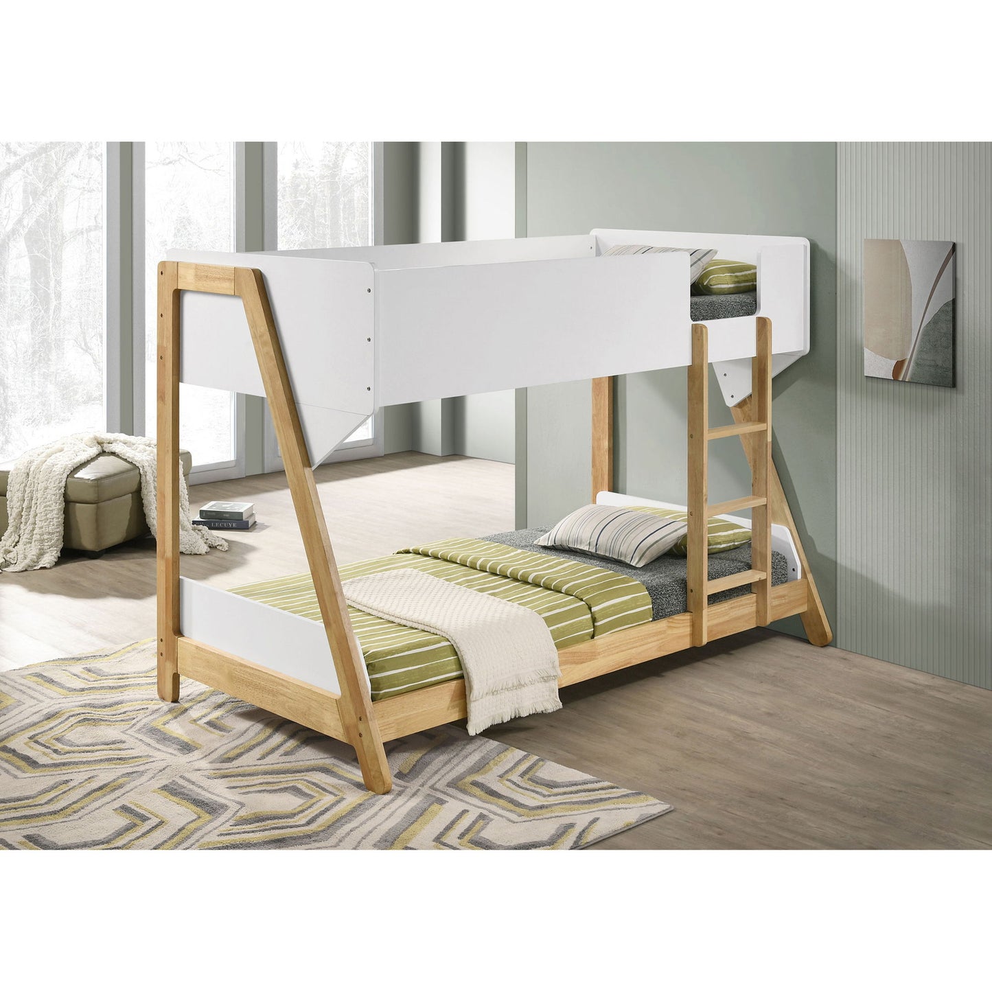 Fjord - Twin Over Twin Bunk Bed, Fits Standard Mattresses - White / Natural - The Sleep Loft - Online Mattress Showroom NYC