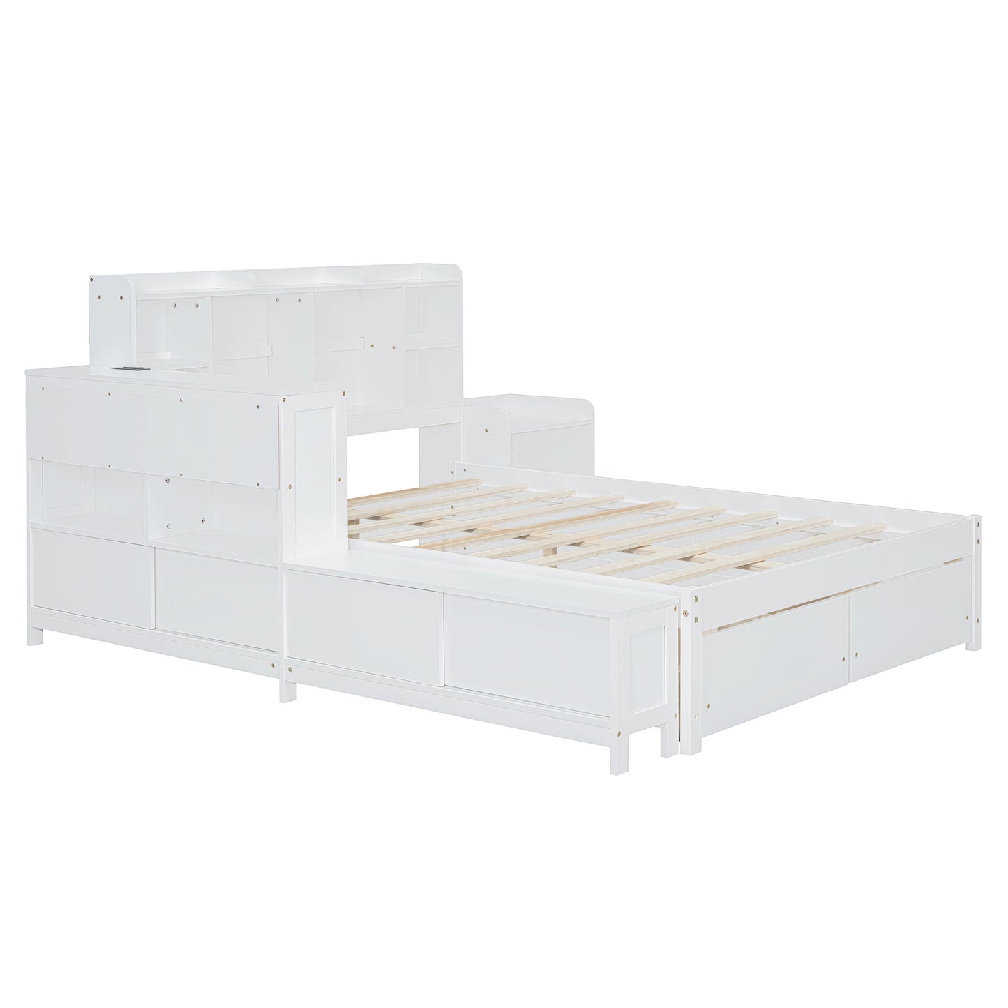 Platform Bed With Multi Functional Storage Space, Nightstand, 2 Drawers, USB Ports And Desk - The Sleep Loft - Online Mattress Showroom NYC