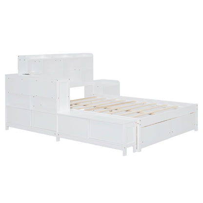 Platform Bed With Multi Functional Storage Space, Nightstand, 2 Drawers, USB Ports And Desk - The Sleep Loft - Online Mattress Showroom NYC