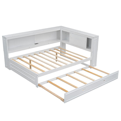 Daybed With Storage Shelves, LED, USB, And Trundle - The Sleep Loft - Online Mattress Showroom NYC