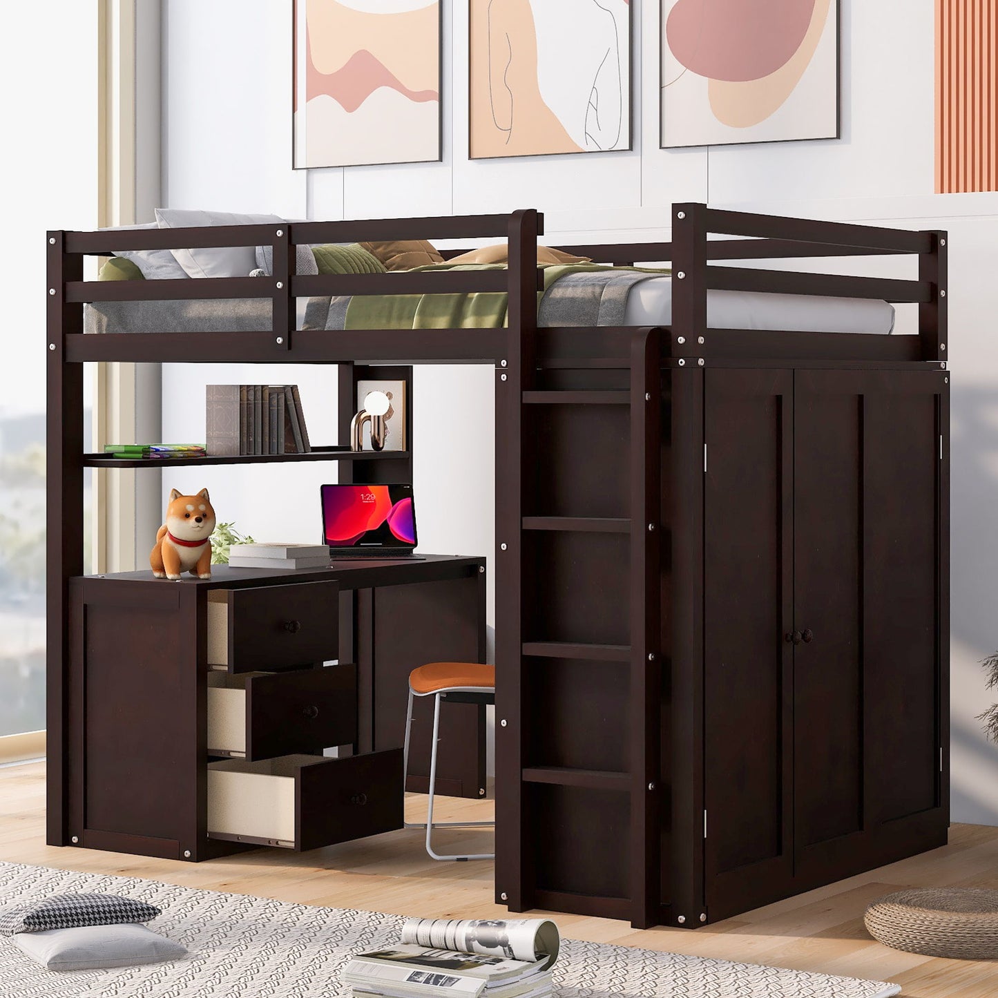 Loft Bed With Drawers, Desk, And Wardrobe - The Sleep Loft - Online Mattress Showroom NYC