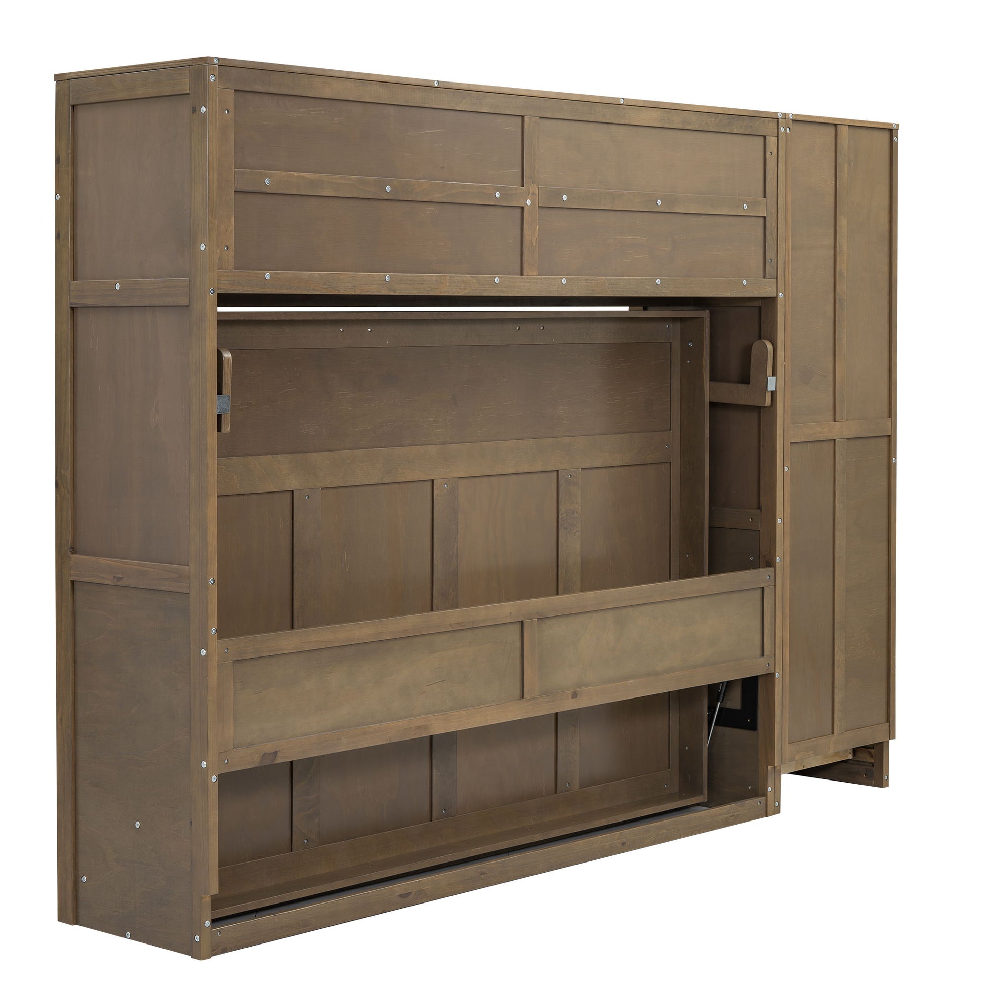 Full Size Murphy Bed With Wardrobe, Drawers, And Open Shelves - Wood - The Sleep Loft - Online Mattress Showroom NYC