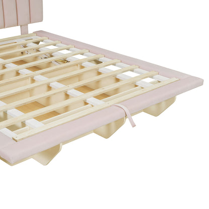 Upholstered Floating Hydrualic Platform Bed With LED Light And USB Port - The Sleep Loft - Online Mattress Showroom NYC