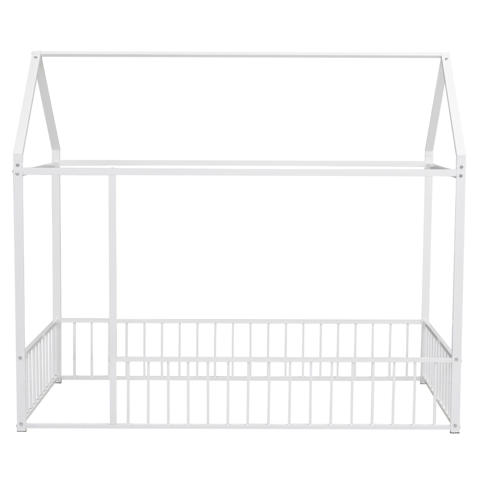 Metal Bed House Bed Frame With Fence - The Sleep Loft - Online Mattress Showroom NYC