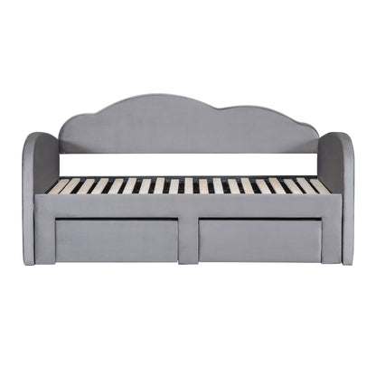 Upholstered Daybed With Cloud-Shaped Backrest, Trundle & 2 Drawers And USB Ports - The Sleep Loft - Online Mattress Showroom NYC