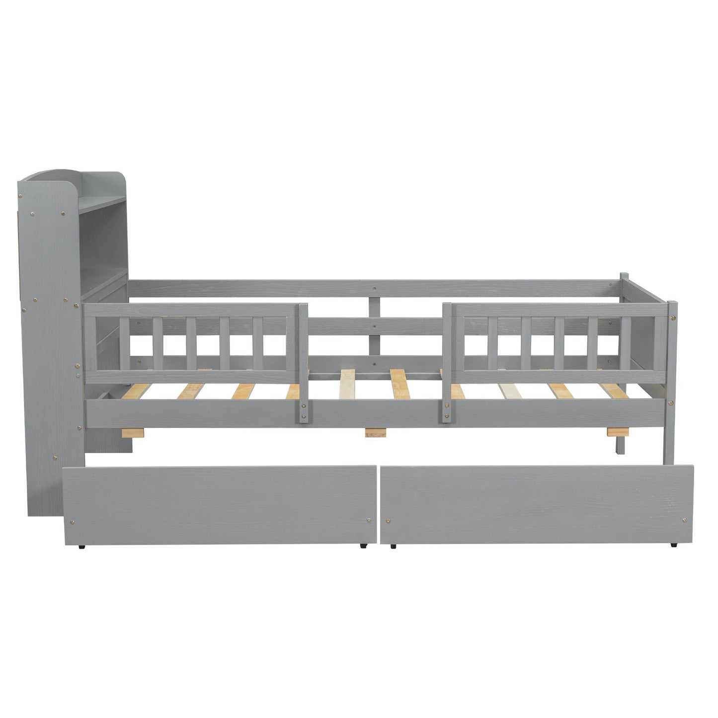 Platform Bed With LED Light, Multi Functional Headboard, Guardrail And 2 Drawers - The Sleep Loft - Online Mattress Showroom NYC