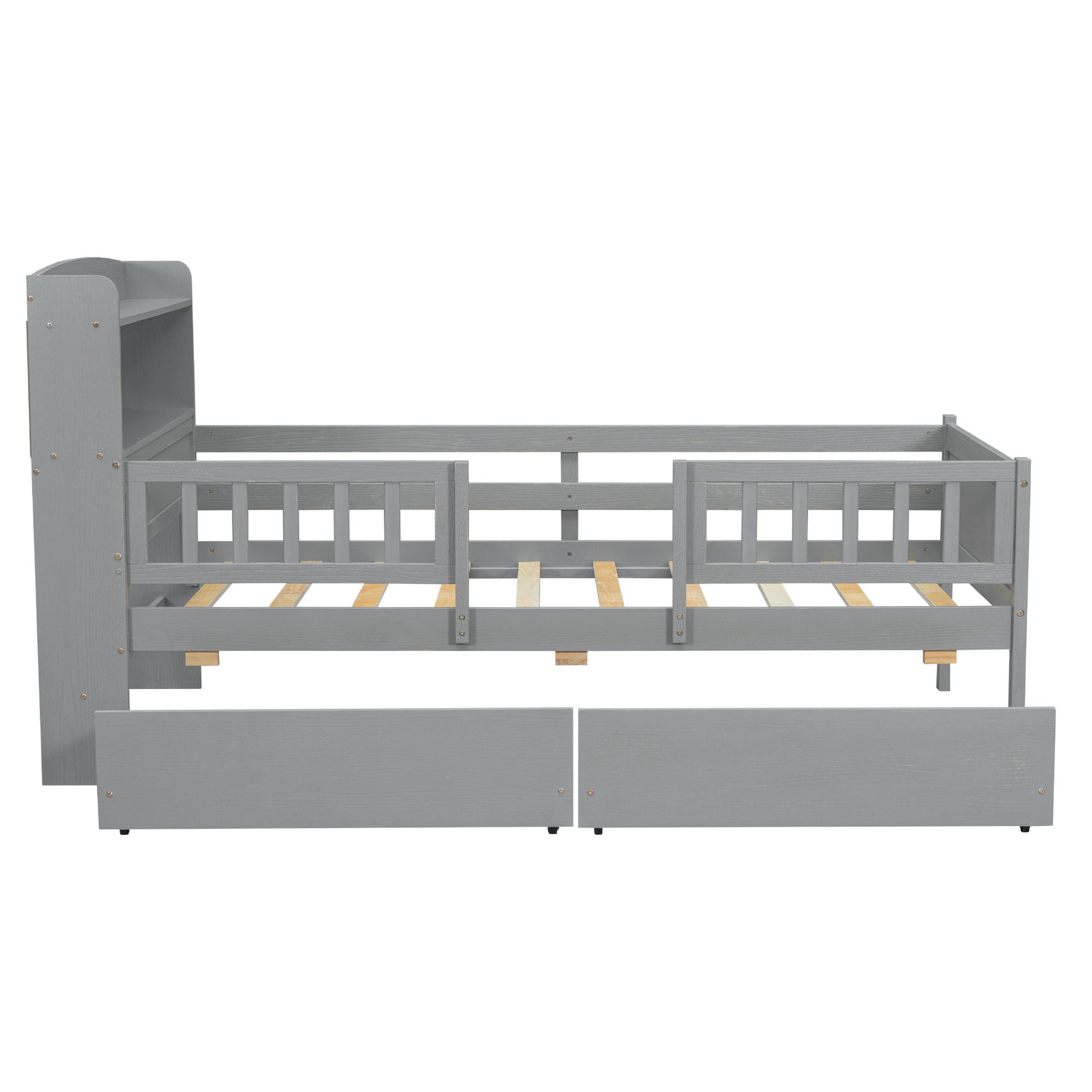 Platform Bed With LED Light, Multi Functional Headboard, Guardrail And 2 Drawers - The Sleep Loft - Online Mattress Showroom NYC