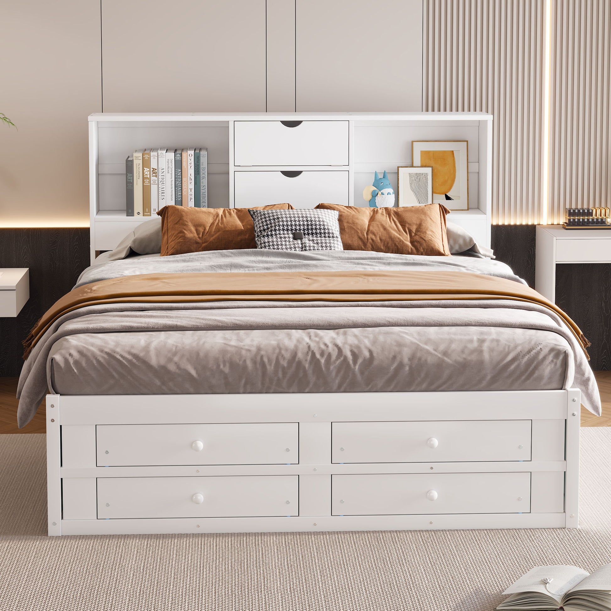 Platform Bed With Storage Headboard And 8 Drawers - The Sleep Loft - Online Mattress Showroom NYC