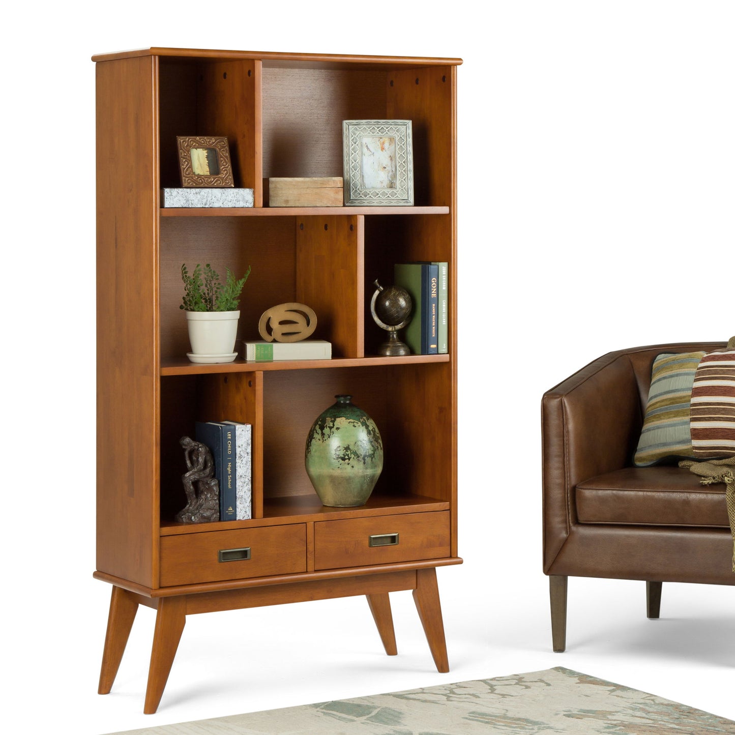 Draper - Mid Century Wide Bookcase And Storage Unit - The Sleep Loft - Online Mattress Showroom NYC