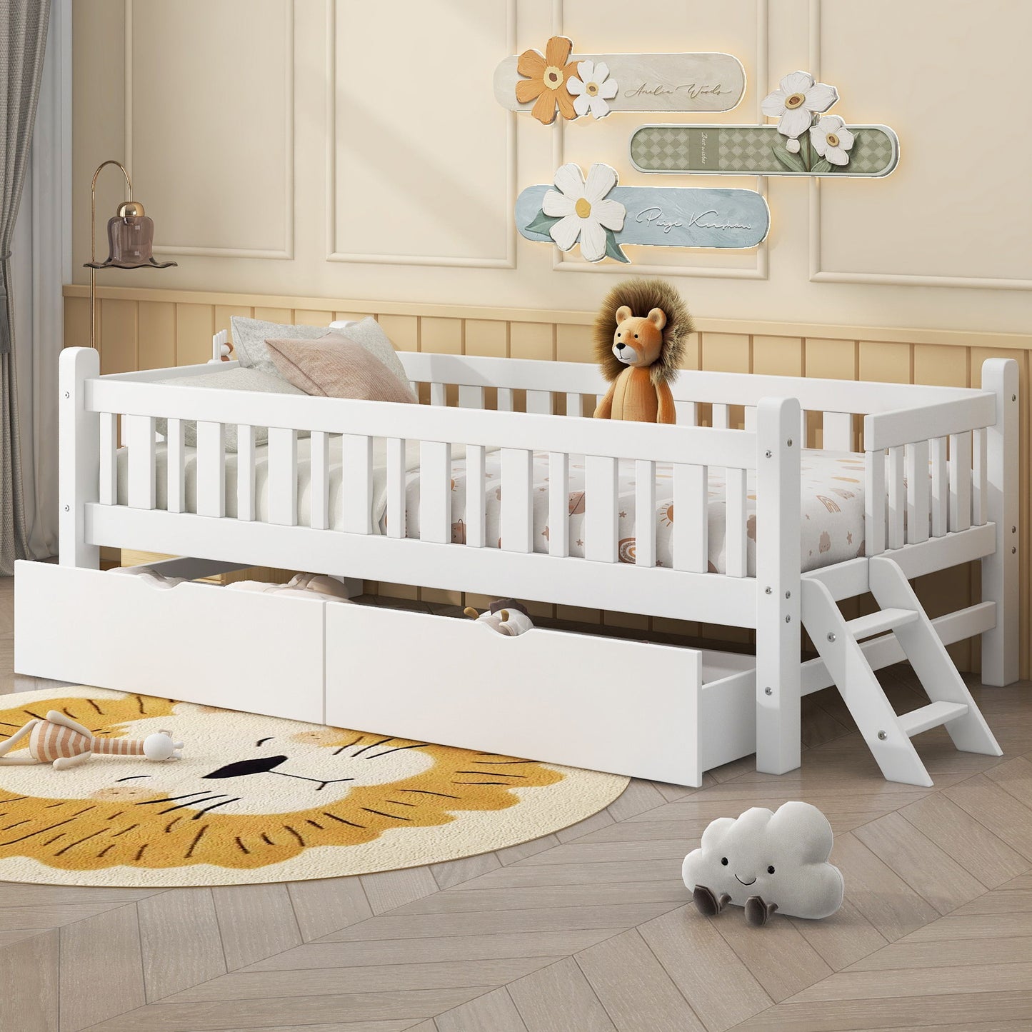 Platform Bed With Guardrail And 2 Drawers - The Sleep Loft - Online Mattress Showroom NYC